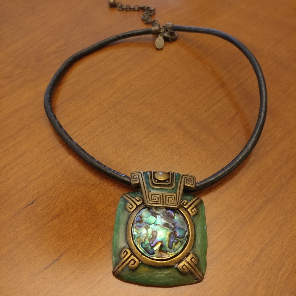 Chico's Leather and Metal Necklace